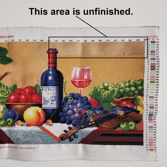 Hand Embroidered Fruit Banquet Needlepoint Stitched Canvas Tapestry Handmade - Picture 9 of 9